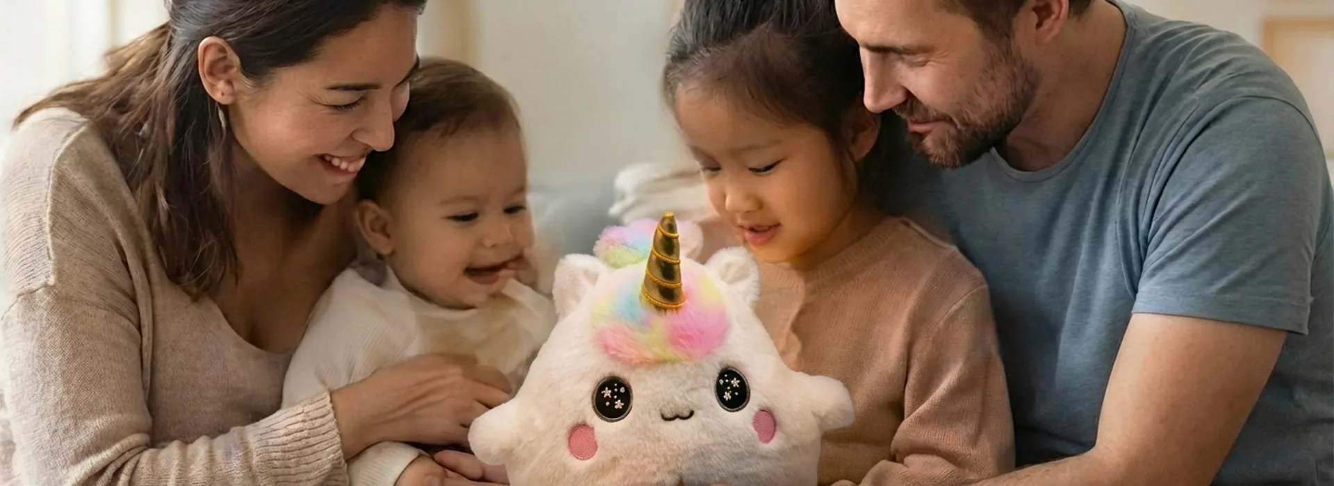 A family playing together with Lumi